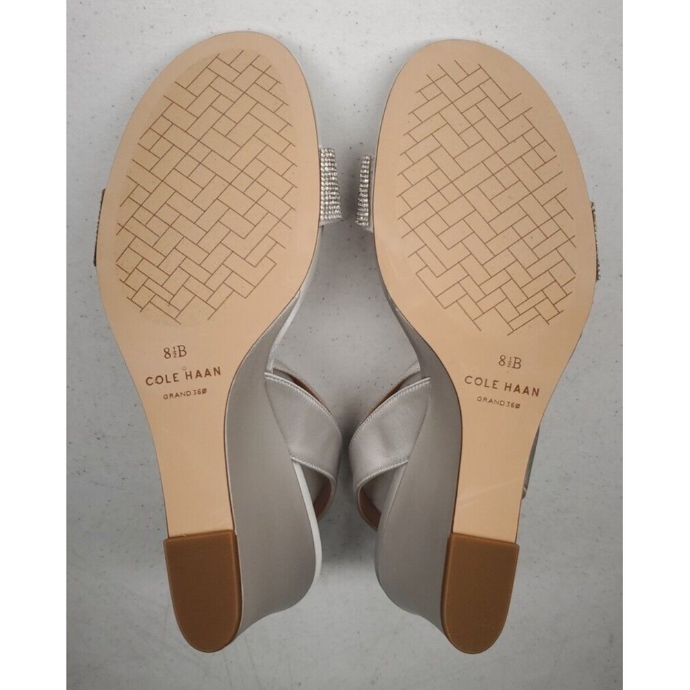 Cole Haan Josie Wedge Heel Sandals Crystal Gray Satin W30331 Women's Sz 8.5B NEW - Picture 7 of 11